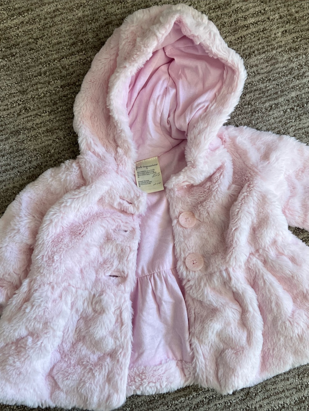 Little Me Pale Pink Faux Fur Hooded Jacket